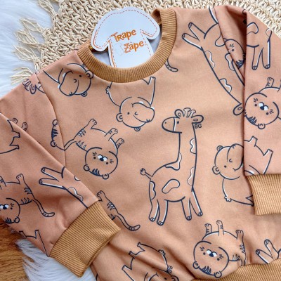  Conj. Casaco Safari e Calça Tigrinhos de Moletom - Caramelo